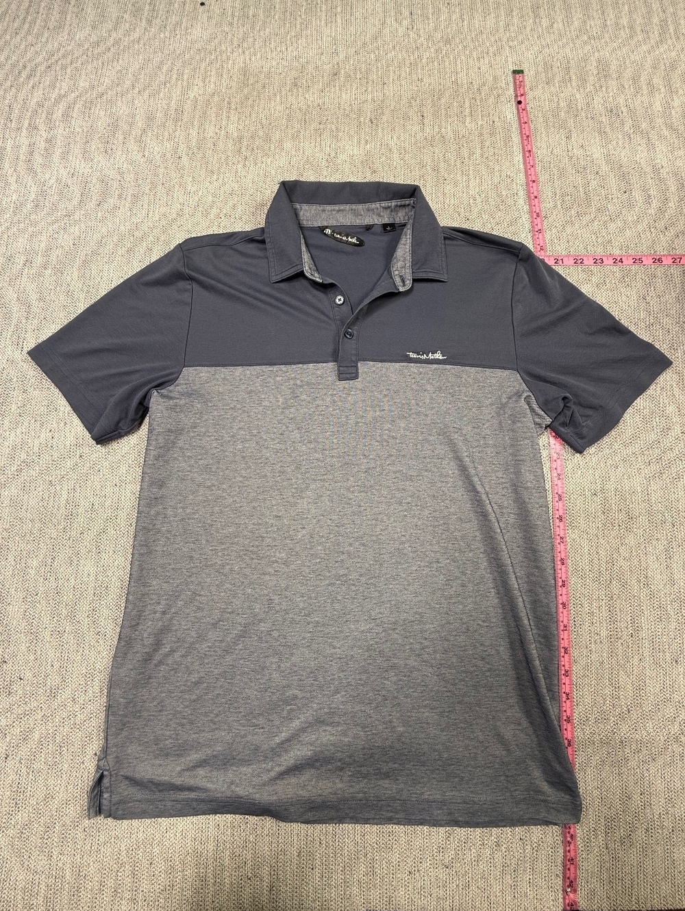 TravisMathew Men's Polo Shirt Gray Two-Tone Pima Cotton L